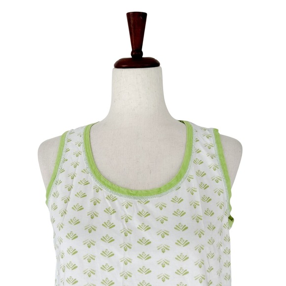 Garnet Hill‎ Green Women's Pajama Top Small 100% Cotton Green Print Sleeveless - Picture 3 of 12